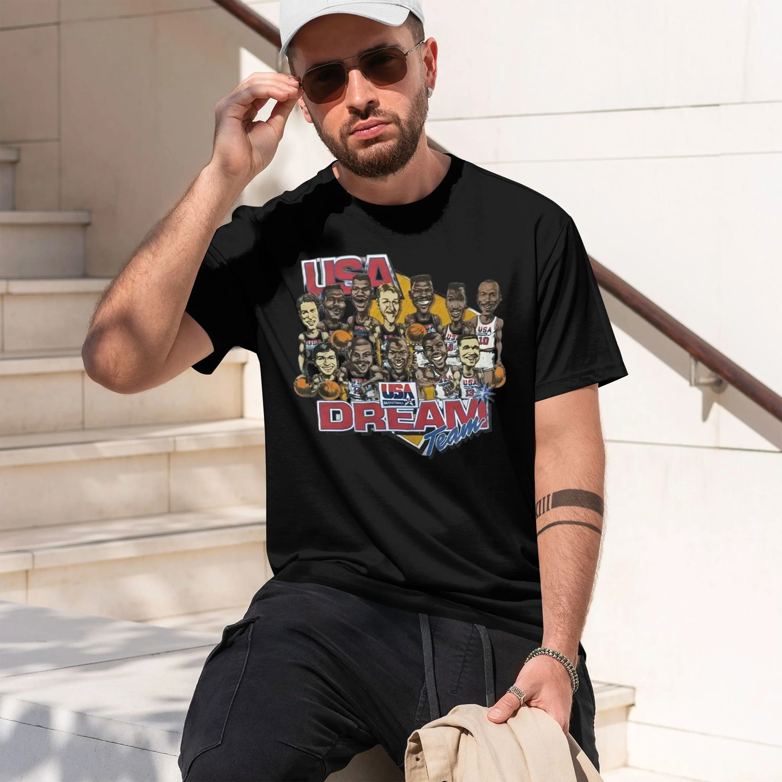 2026 New Model New Men's Summer Vintage Style 1992 Basketball Cotton T-shirt O Neck Tops Breathable 90s eam Team Unisex Clothing