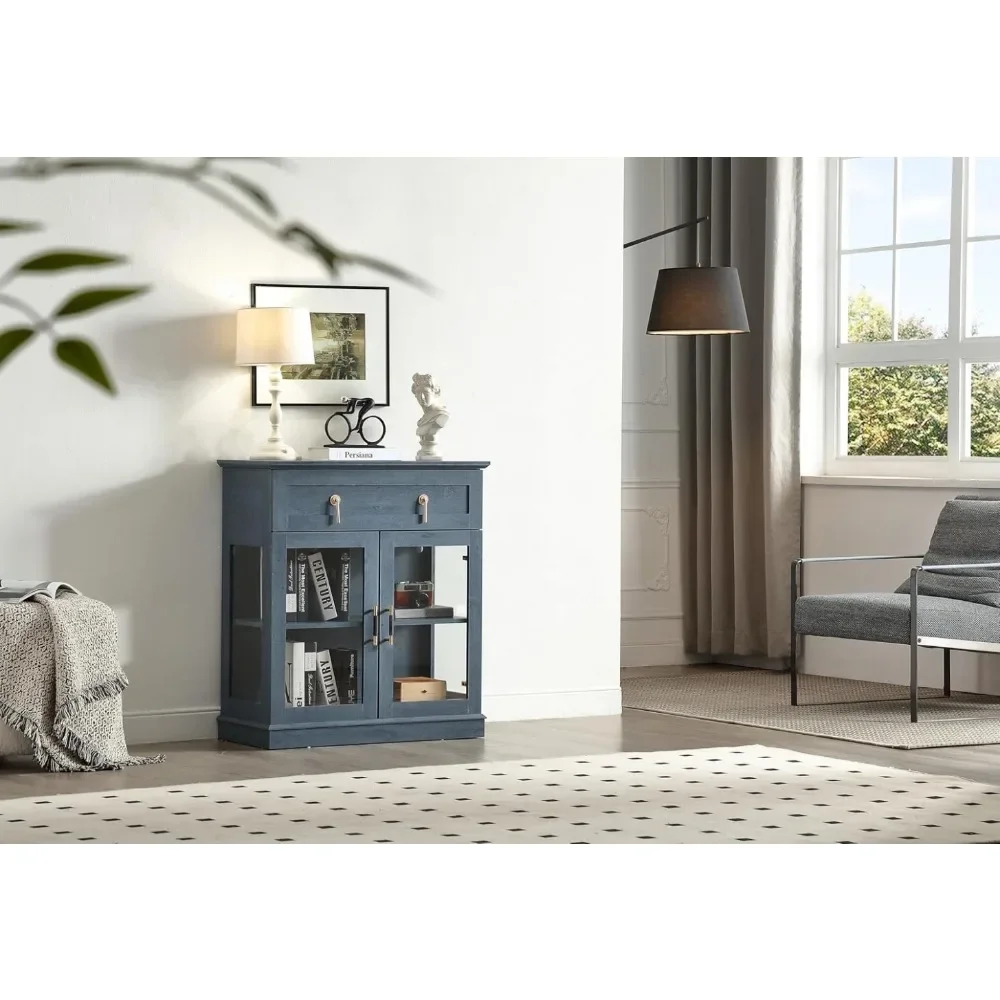 Small Accent 31.5''Buffet Cabinet with Storage, Buffet Sideboard Cabinet with Glass Doors,a Drawer,Storage Cabinet