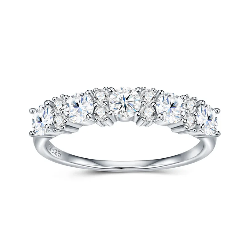 

Certified Moissanite 925 Sterling Silver Eternity Round-Cut Diamond-Like Ring for Women – 18K White Gold Plated Premium Jewelry