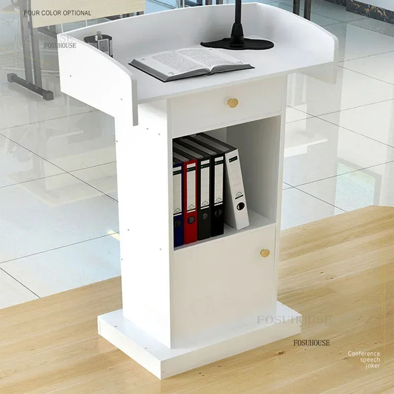 Simple Office Reception Desks Meeting Room Podium Stand Exhibition Hall Emcee's Desk Modern Hotel Church Lectern Storage Cabinet