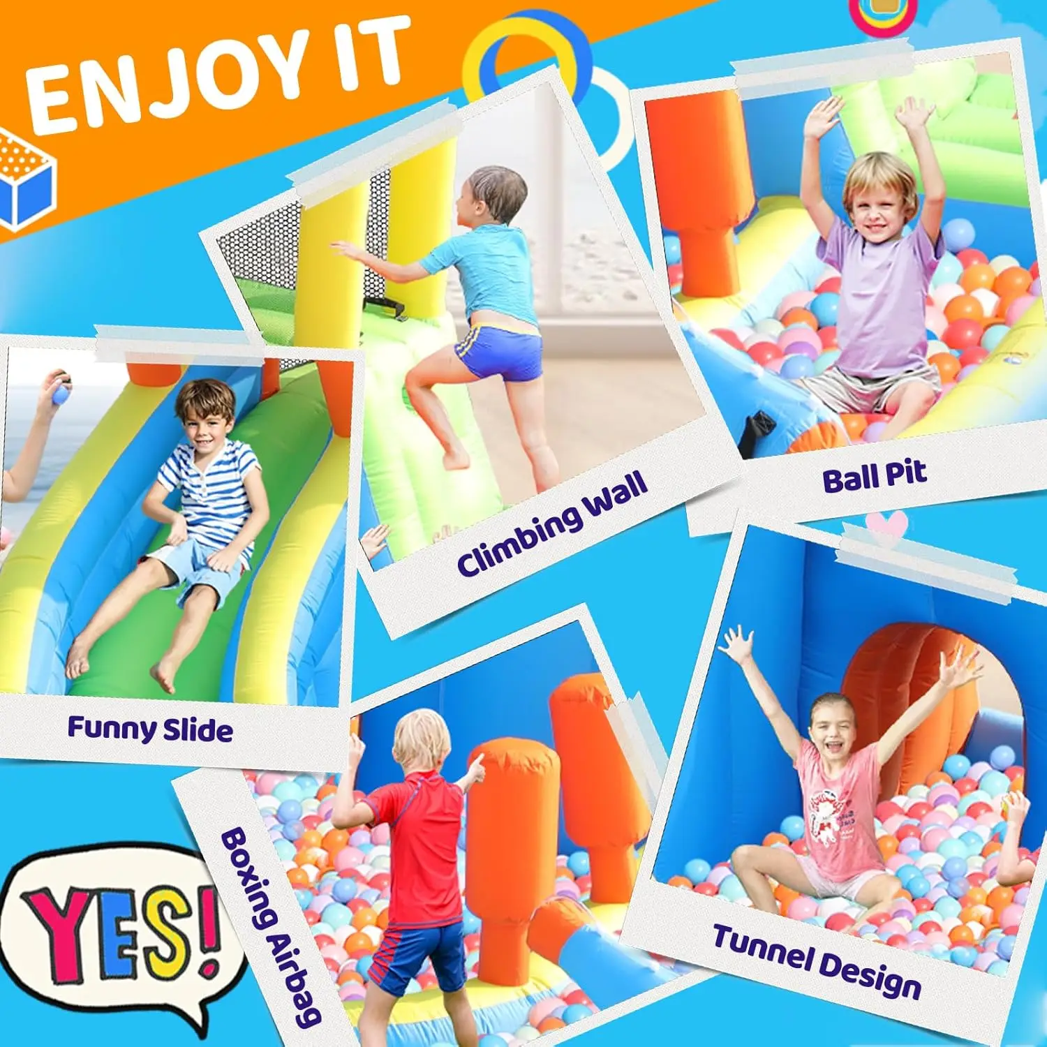 Kids Inflatable Water Slide Bounce House with Splash Pool - Outdoor Backyard Bouncy Castle for Wet & Dry Fun, Water Park Party Toy view 2