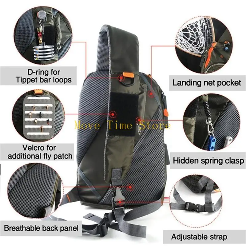 

92ME Fishing Shoulder Bag Fly Fishing Slings Pack Chest Bag Fishing Tackle Storage Bag