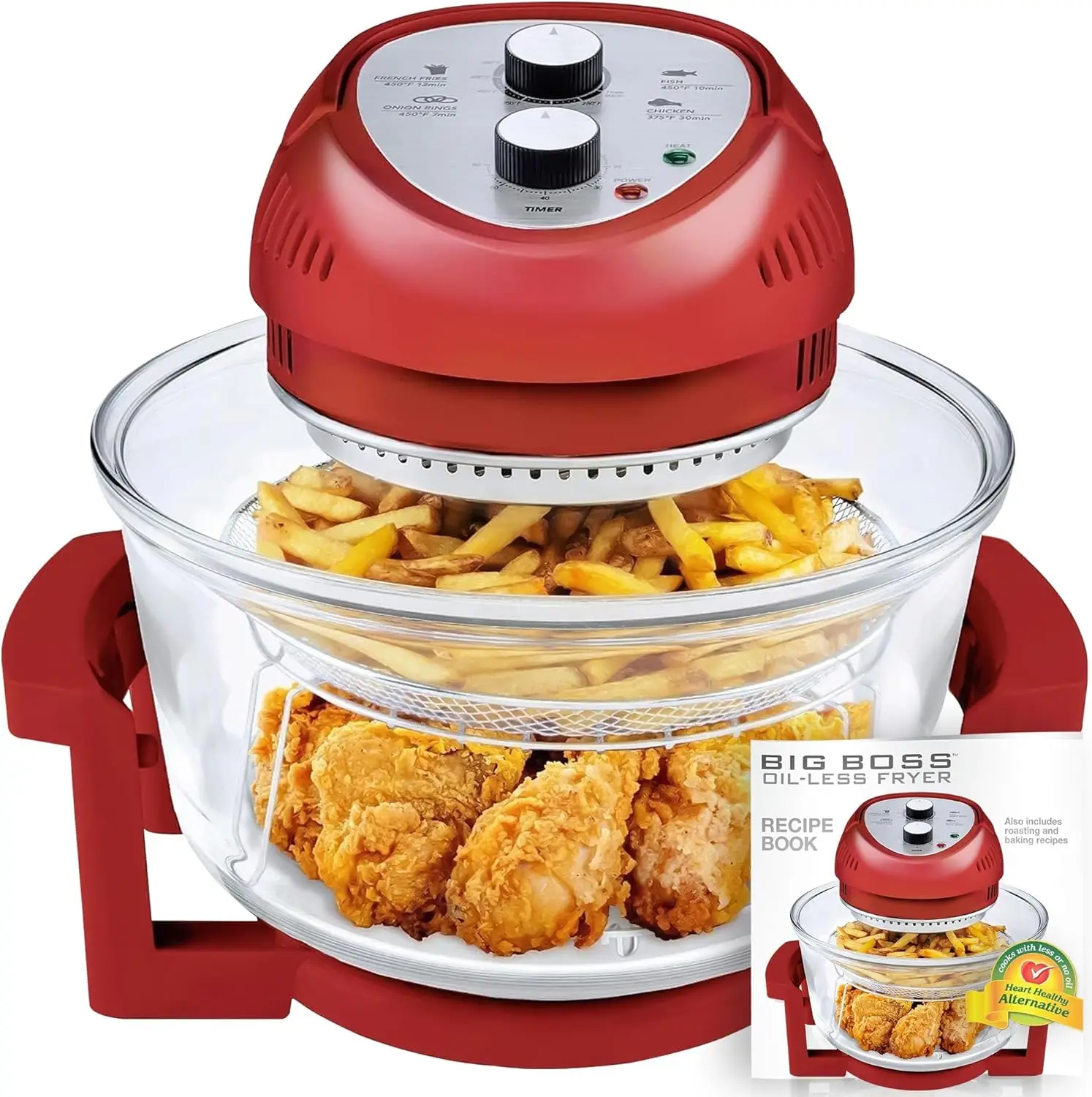 16Qt Large Air Fryer Oven Large Halogen Oven Cooker with 50+ Air Fryers Recipe Book for Quick + Easy Meals for Entire Family