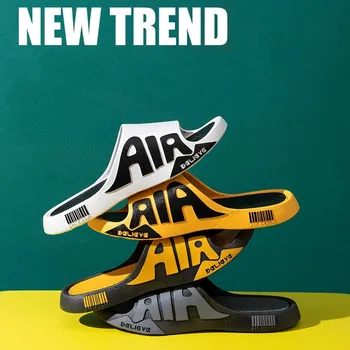 メンズスリッパミュートEVAソフト屋外ビーチスライドフラットユニセックススリッパノンスリップソフトフリップフロップ男性厚い底滑り止め靴