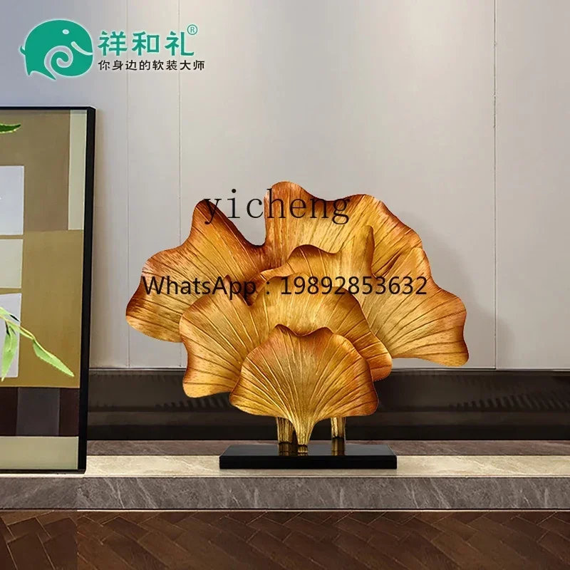 B1 living room ornament porch decorative TV cabinet wrought iron ginkgo biloba desktop new Chinese sculpture