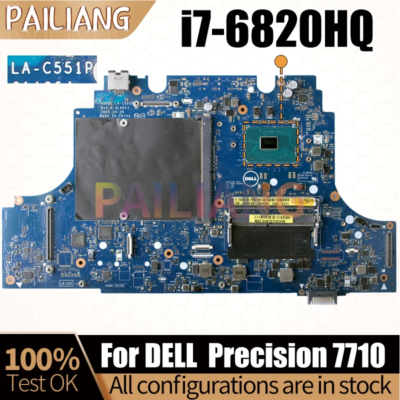 Imagem -02 - Laptop Mainboard para Precisão Dell Teste Completo La-c551p 0fvfx8 I76820hq 7710