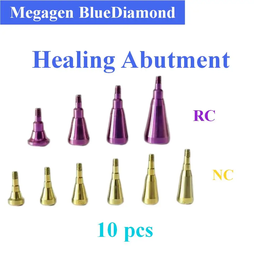 10Pcs Dental Healing Abutments Compatible With Megagen Blue Diamond Fixtures RC NC Platform Collar Restorative Hardware Supplies
