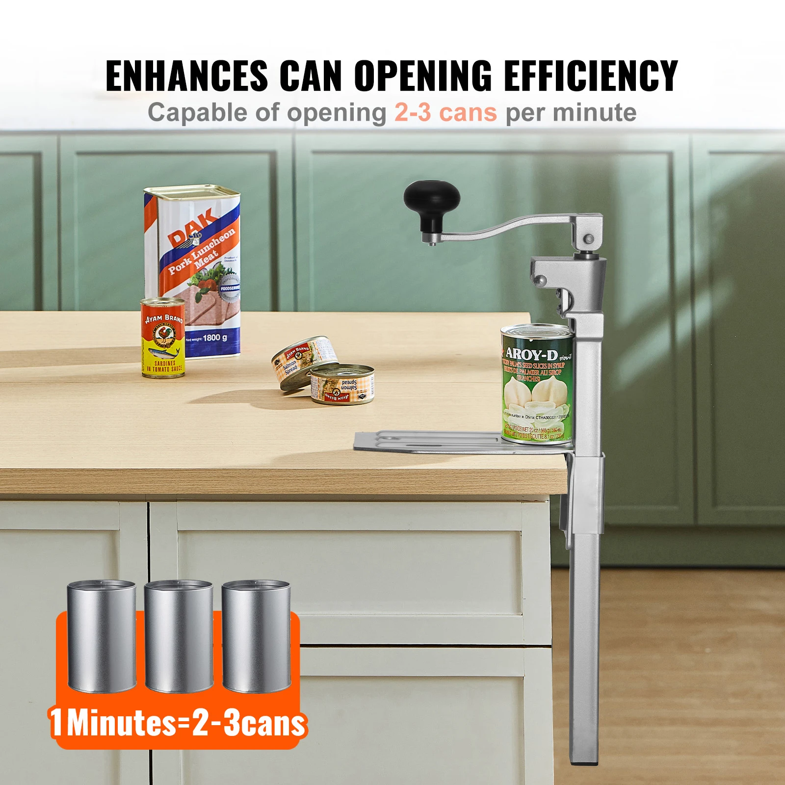SucceBuy Commercial Can Opener Manual Tabletop Up to 11.8/15.75 in Height Adjustable Professional with Stainless for Restaurant