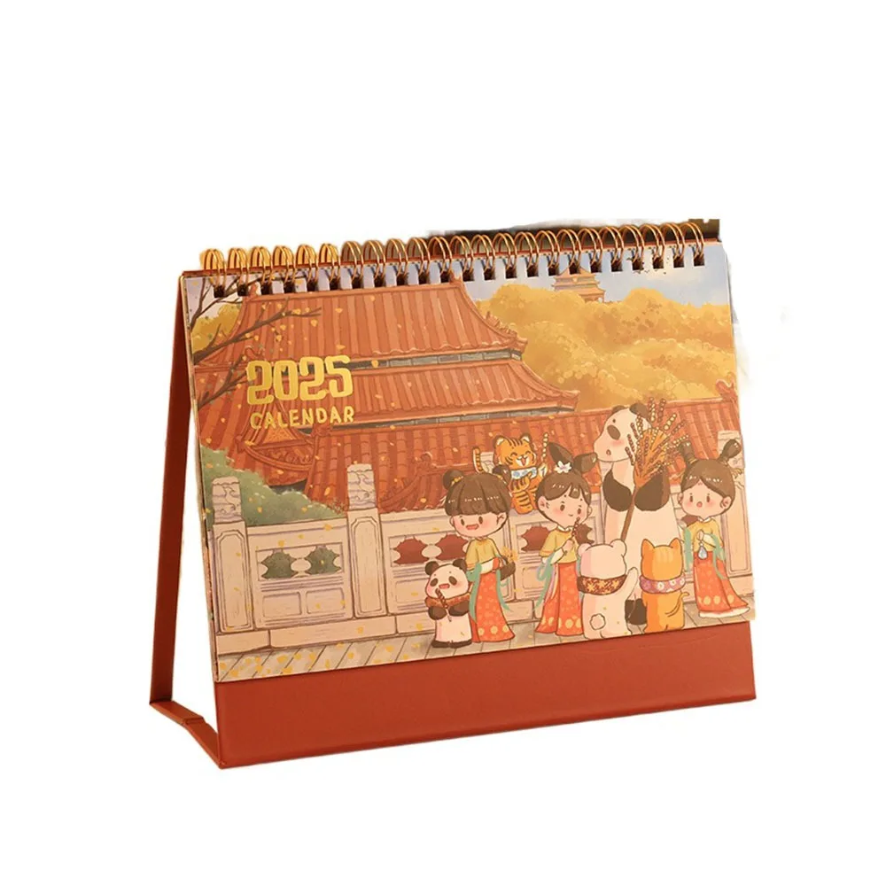 

Ancient Style 2025 New Year Desk Calendar Schedule Daily Monthly Standing Flip Calendar Planning Time Manegement