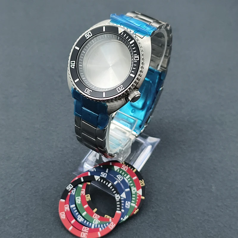 Mod 6105 Turtle Abalone Case Sapphire Crystal Glass 28.5mm Watch Dial Fit NH35 NH36 7S26 4R Movement With Steel Band Watch Case