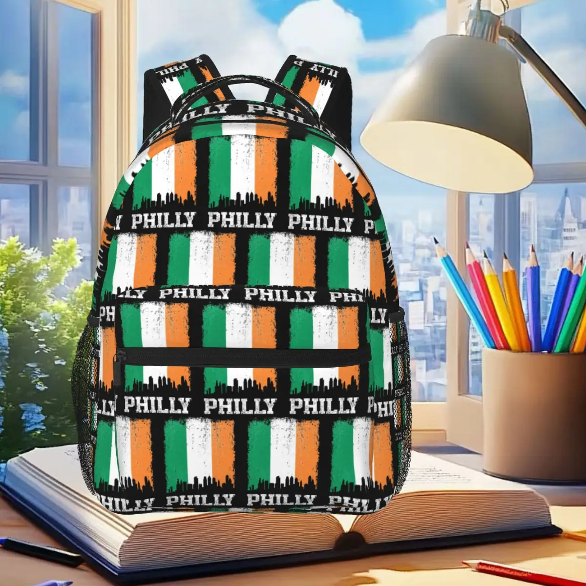 

Винтажный рюкзак Philadelphia Irish Flag Philly Skyline Pride, студенческая сумка для книг для девочек, детская школьная сумка, компьютерные сумки на плечо