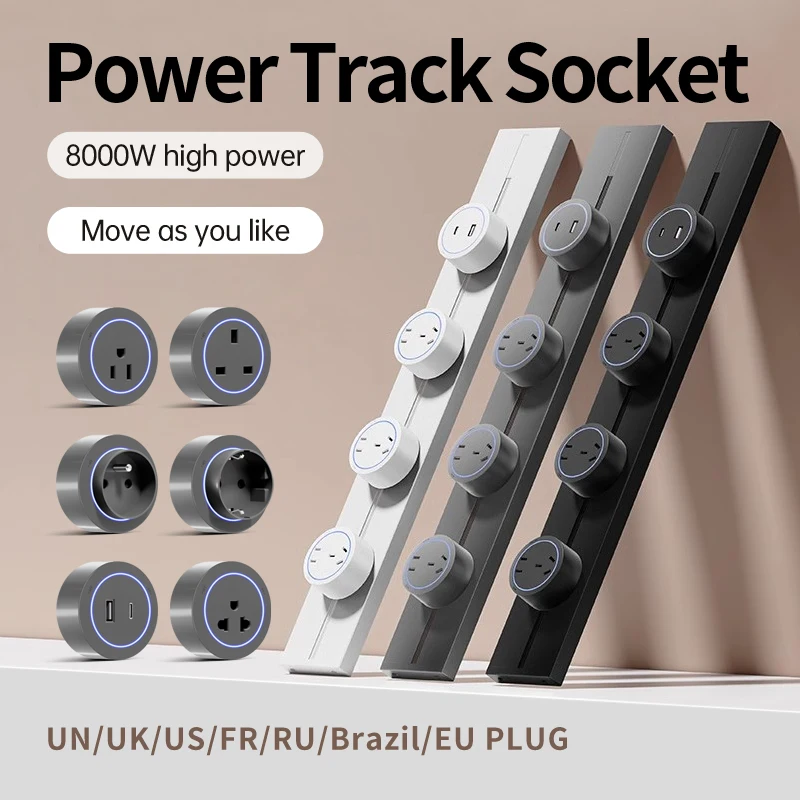 

Wall Mounted Socket Power Rail 40cm 50cm Kitchen Dining Table Extension Electrical Outlet FR EU US UK Universal Standard Plugs