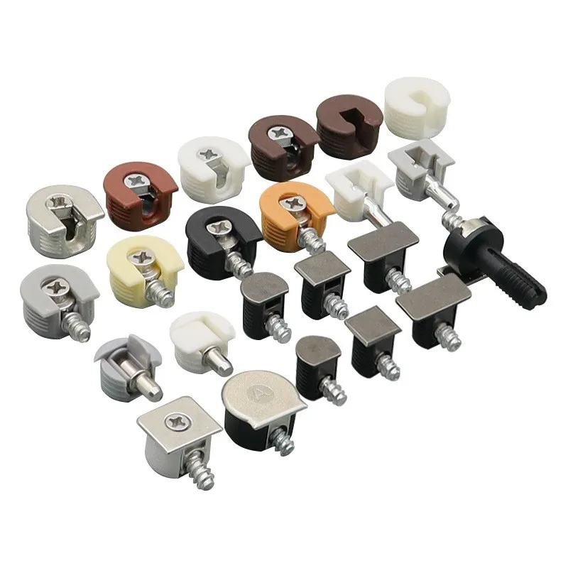 10PCS Cam Lock Shelf Support Pins Screws 3-in-1 Furniture Connecting Kit Fasteners For Shelves Bracket Mount Hardware