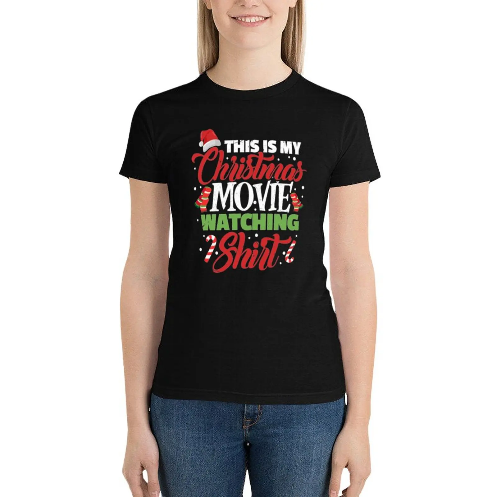 

This is my Christmas Movie Watching Pajama T-Shirt tops female summer tops Woman clothing