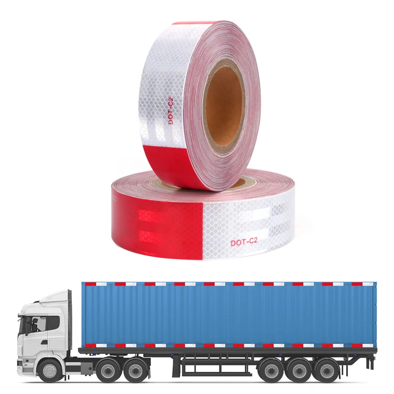 DOT-C2 Reflective Safety Tape Waterproof Red And White Adhesive conspicuity Tape For Trailer Trucks
