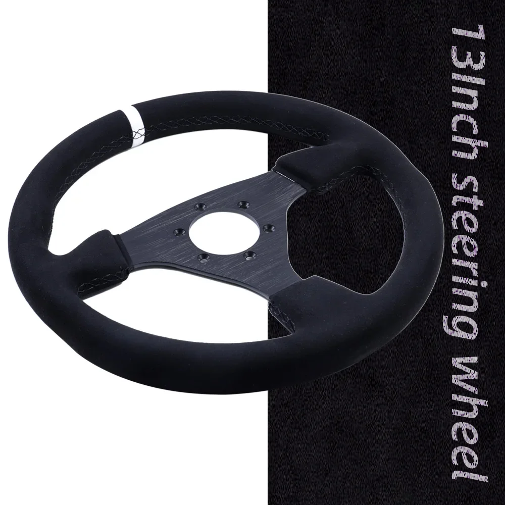 330mm Sport Steering Wheel Flat Suede Car Drift Sim Racing Steering Wheel Control 70mm/PCD 6061-T6