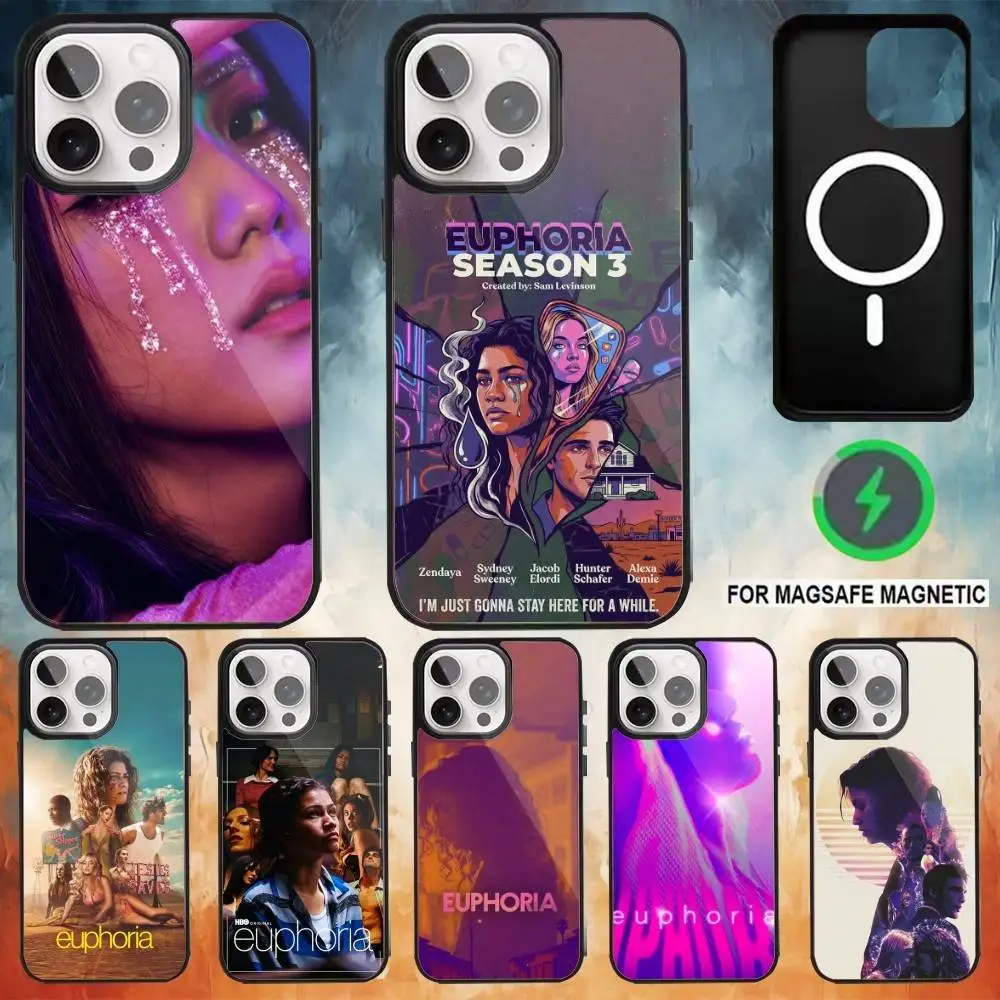 Coque de téléphone Hot TV E-Euphoria pour iPhone 17, 16, 15, 14, 13, 12, Plus, Pro, Max compatible avec la charge magnétique sans fil MagSafe