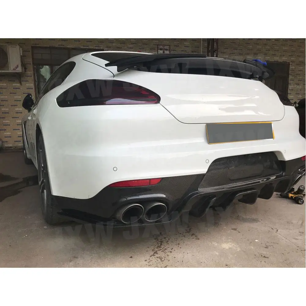 JXWANCF Carbon Fiber Rear Bumper Diffuser Lip For Porsche Panamera 970 GTS Turbo S Hatchback Facelift 2014 - 2016 Rear Diffuser