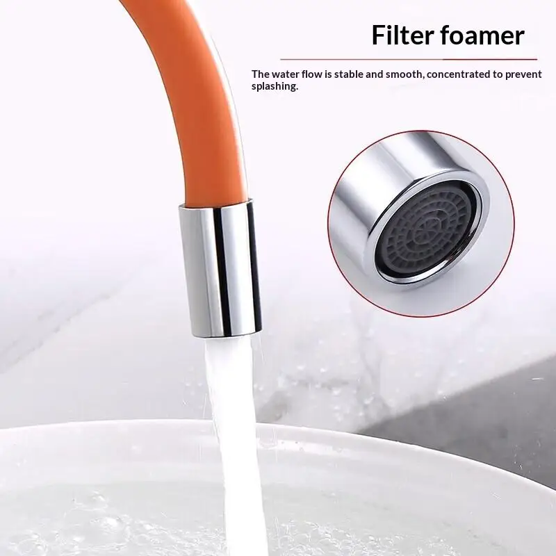 20/30/50CM Universal Kitchen Orange Faucet Extension Hose Bathroom 360° Rotation Bending Faucet Extender Wash Basi Bathroom