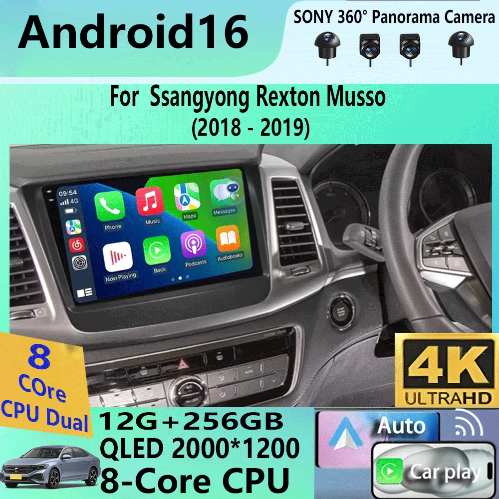

Автомагнитола Android 16 с CarPlay и Auto для Ssangyong Rexton Musso 2018-2019: Мультимедийная навигационная система, GPS, Wi-Fi+4G, Стерео