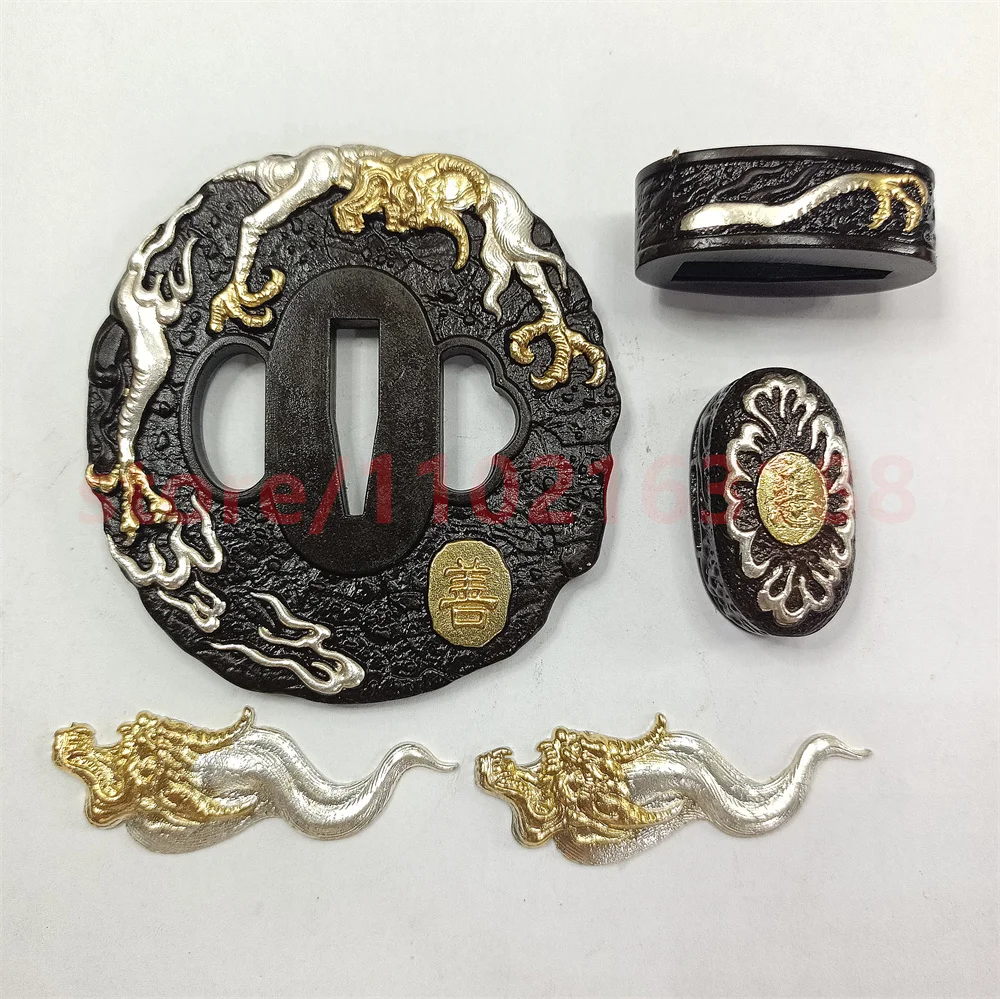 Unbelievable Japanese Sword Parts Brass Guard Tsuba Handguard Copper Fuchi Menuki Kashira Japan Samurai Katana Fitting Accessory