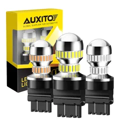 AUXITO 2pcs 3157 P27W LED Bulbs DRL Reverse Lamp 1200LM White Canbus Red Amber Yellow T25 3156 Car LED Turn Signal Brake Light