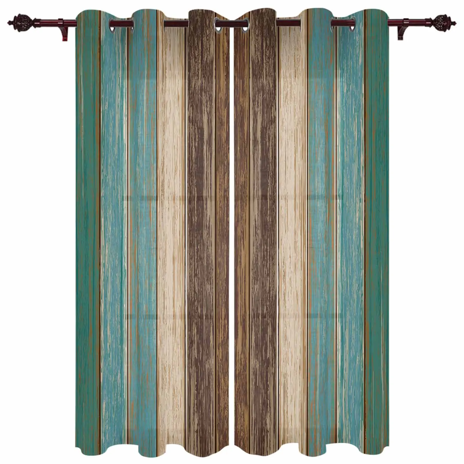 

Green Retro Wood Grain Curtains for Living Room Hotel Decor Window Treatment Luxury Drapes In Home Kitchen Bedroom