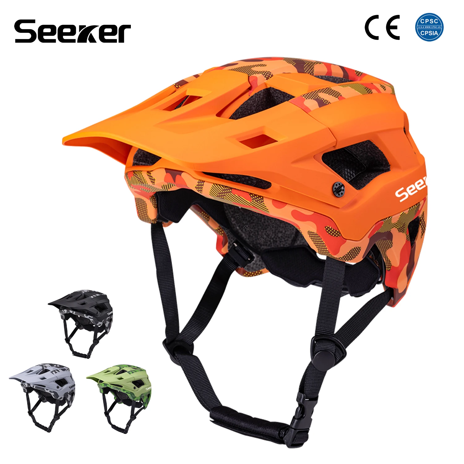 UMUSEEKER camouflage mountain bike helmet, one-piece lightweight road bike helmet, impact-resistant off-road riding helmet