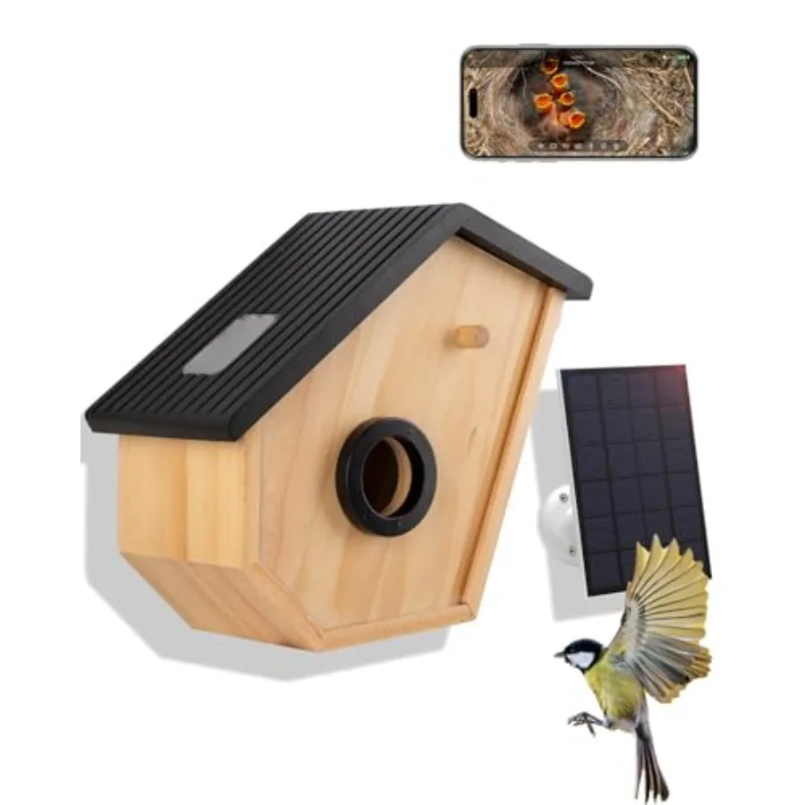 

Smart Bird House with Camera, Birdhouse for Outdoor with 2K HD Camera, Solar Powered, Night Vision, Motion Detection Activities