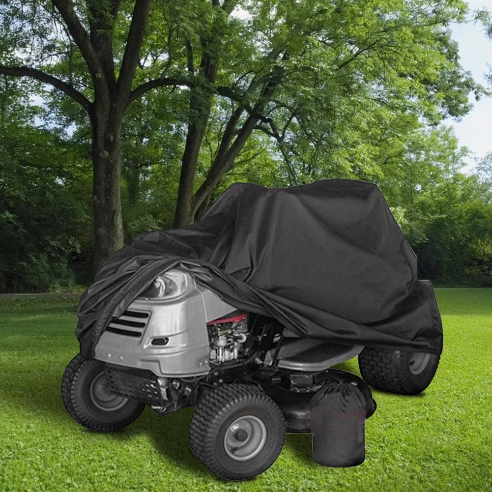 Lawn Mower Cover Oxford Cloth Black Car Coat Waterproof Lawn Tractor Cover with Portable Storage Bag UV Protection for Car Mower