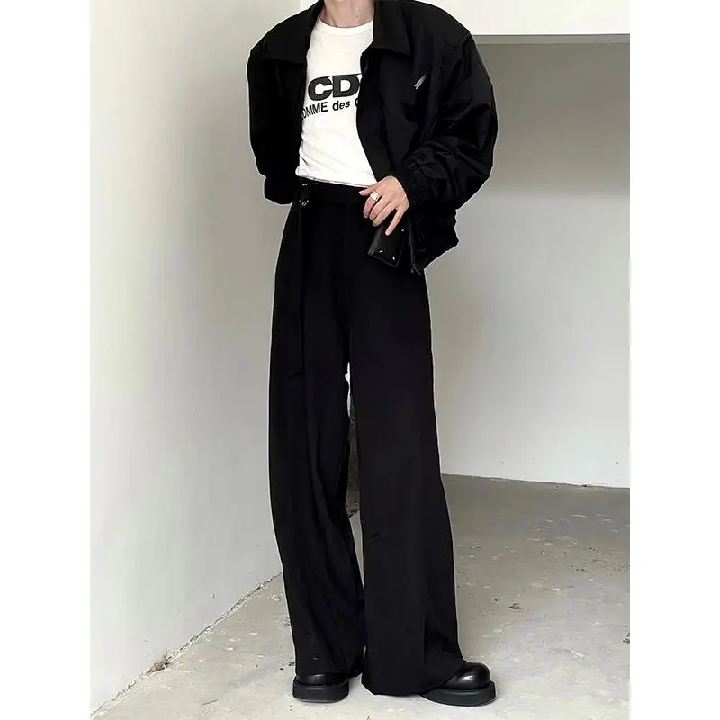 

Мужские брюки Cleanfit с высокой талией, широкие, повседневные, костюмные, струящиеся, длинные, молодежные, базовые, модные, однотонные