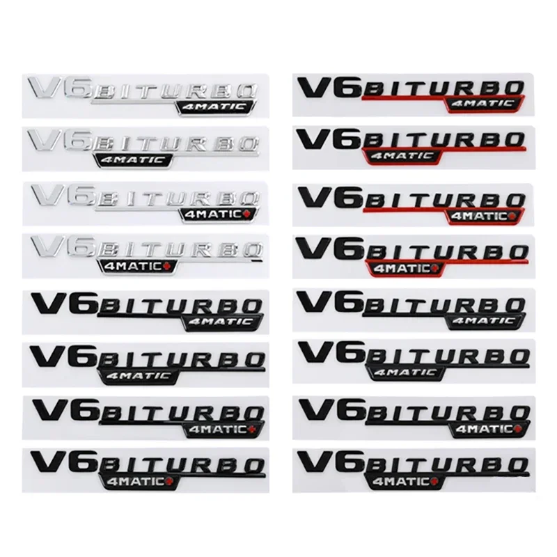 

1 пара ABS автомобильного крыла, эмблема, хвостовой значок, наклейка, украшение для Mercedes Benz V6 BITURBO 4MATIC + W210 W211 W168 W176 W204 W251