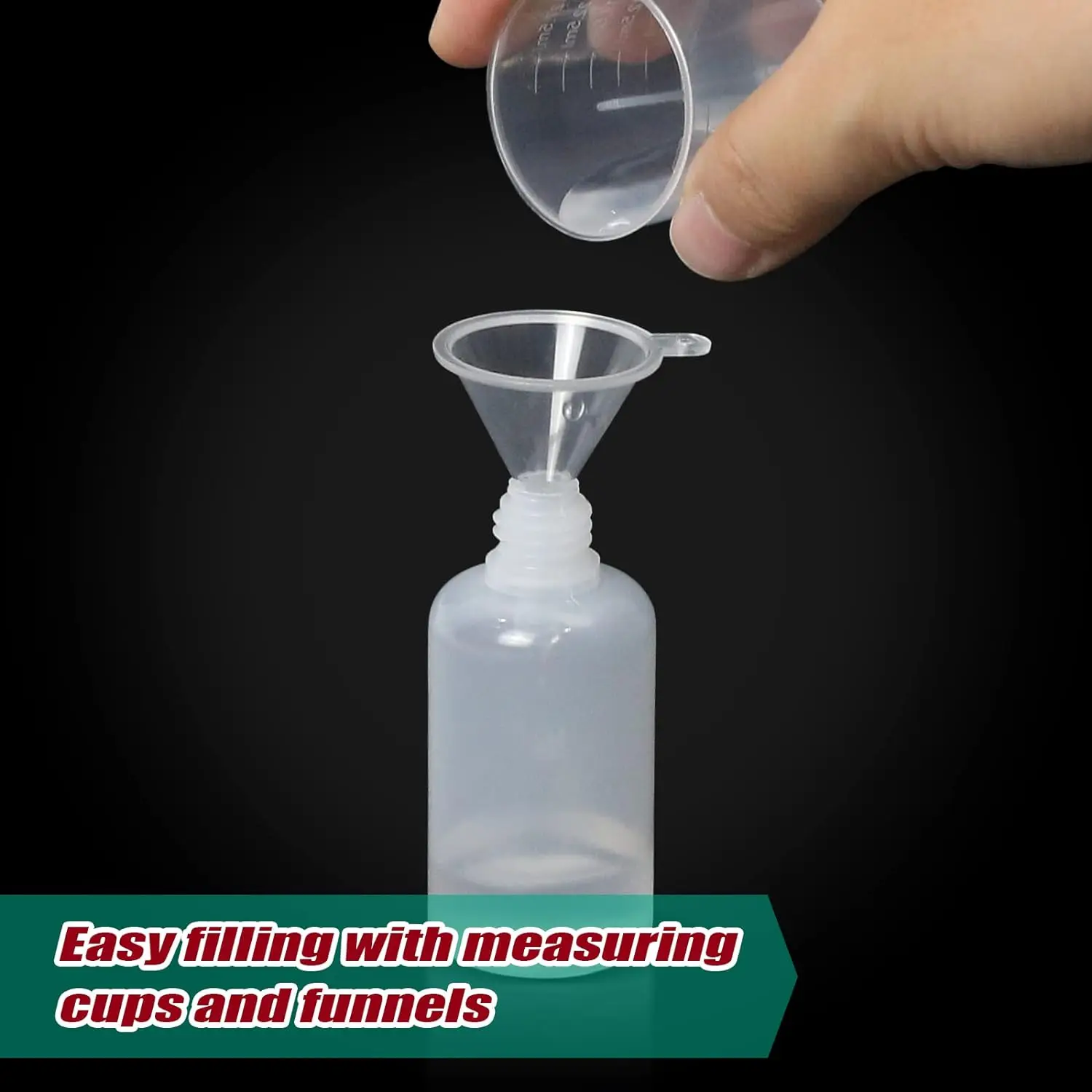 5Pcs Small Funnel with 3ml Plastic Transfer Pipette and Plastic Measuring Cup Filling 10ml 5ml Empty Roller Bottle Perfume Vial