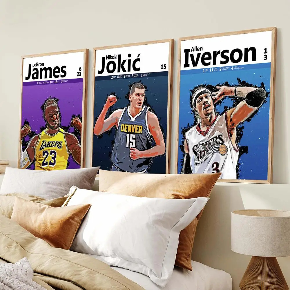 Famous basketball star Poster PP Wall Art Prints Poster for Dorm Room Apartment Home Office Room Decor Gift Waterproof