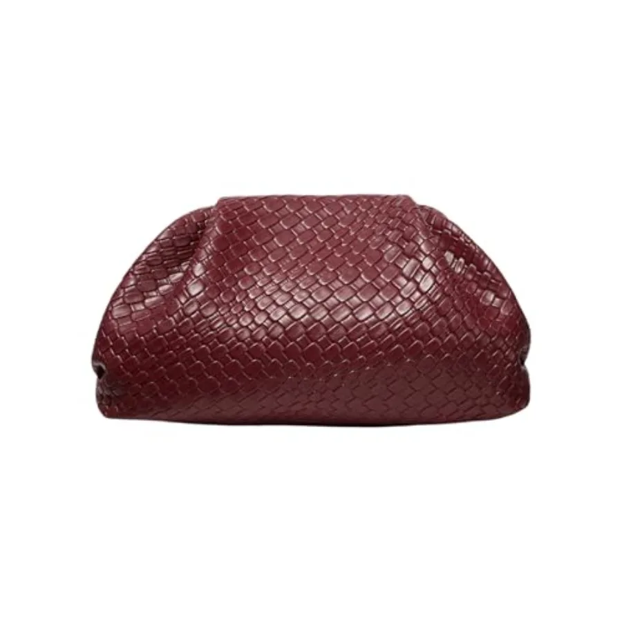 QWINEE Women's Woven Evening Bag Dumpling Clutch Purse No Strap Handbags Elegant Faux PU Leather Clutch Bag Woven, No Strap, El