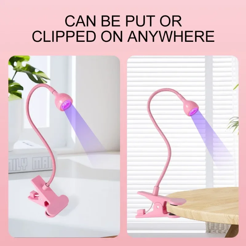 Lampe à polymériser la colle UV avec clip et interrupteur, lumière violette, lampe USB multifonctionnelle, manucure de haute qualité, une lampe polyvalente