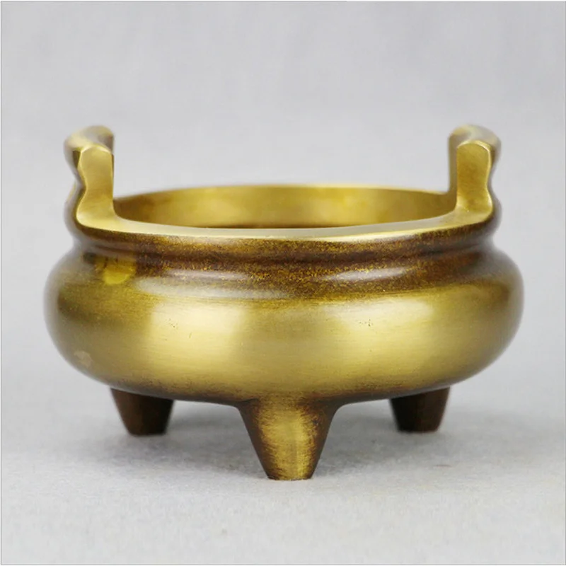 Brass Sandalwood Agarwood Incense Burner for Offering to Buddha Three-legged Incense Burner
