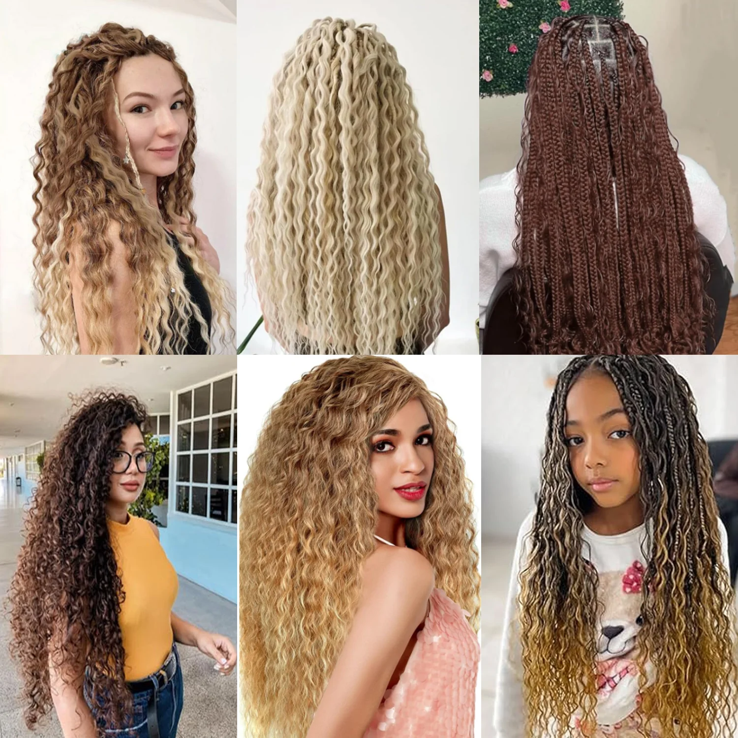1Pack Ocean Wave Crochet Hair, 24Inch Bohemian Deep Wave Synthetic Curly Crochet Hair Extensions (613#, 350#, T27, 27/613)