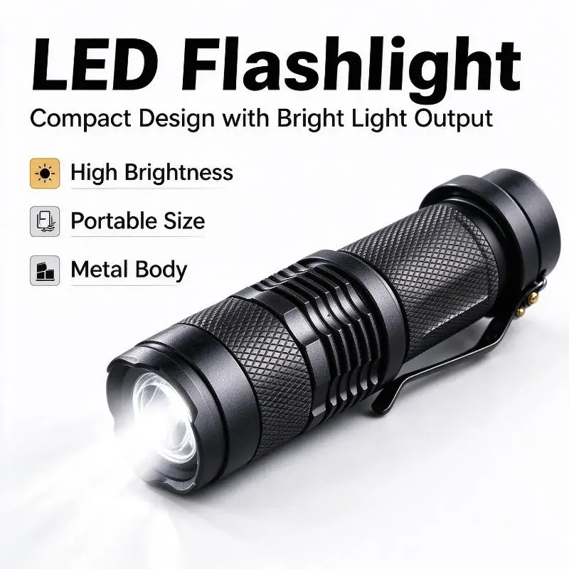 Wargame Hobby 5-Position Flashlight Mount Clip, Mini Aluminum Zoom Torch For Outdoor Camping Model