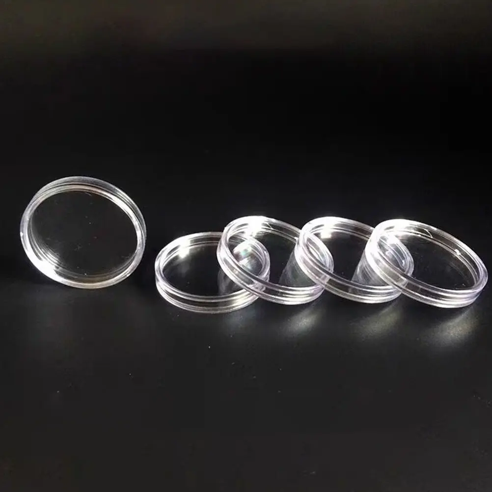 100Pcs Professional Transparent Coin Capsule Case Clear Coin Holder for Collectors Display Storage Protection Portable Organizer