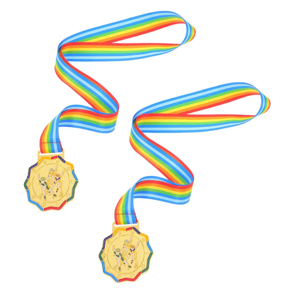 

2Pcs Youth Ice Skating Achievement Medals Lightweight Gold Finish Snow Pattern Ribbons for Skating Tournaments Preschool Sports