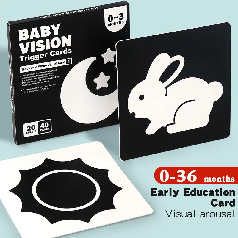 Baby Montessori Toys Black White Flash Cards High Contrast Visual Stimulation Colour Cards Early Education Toys For Nerborns