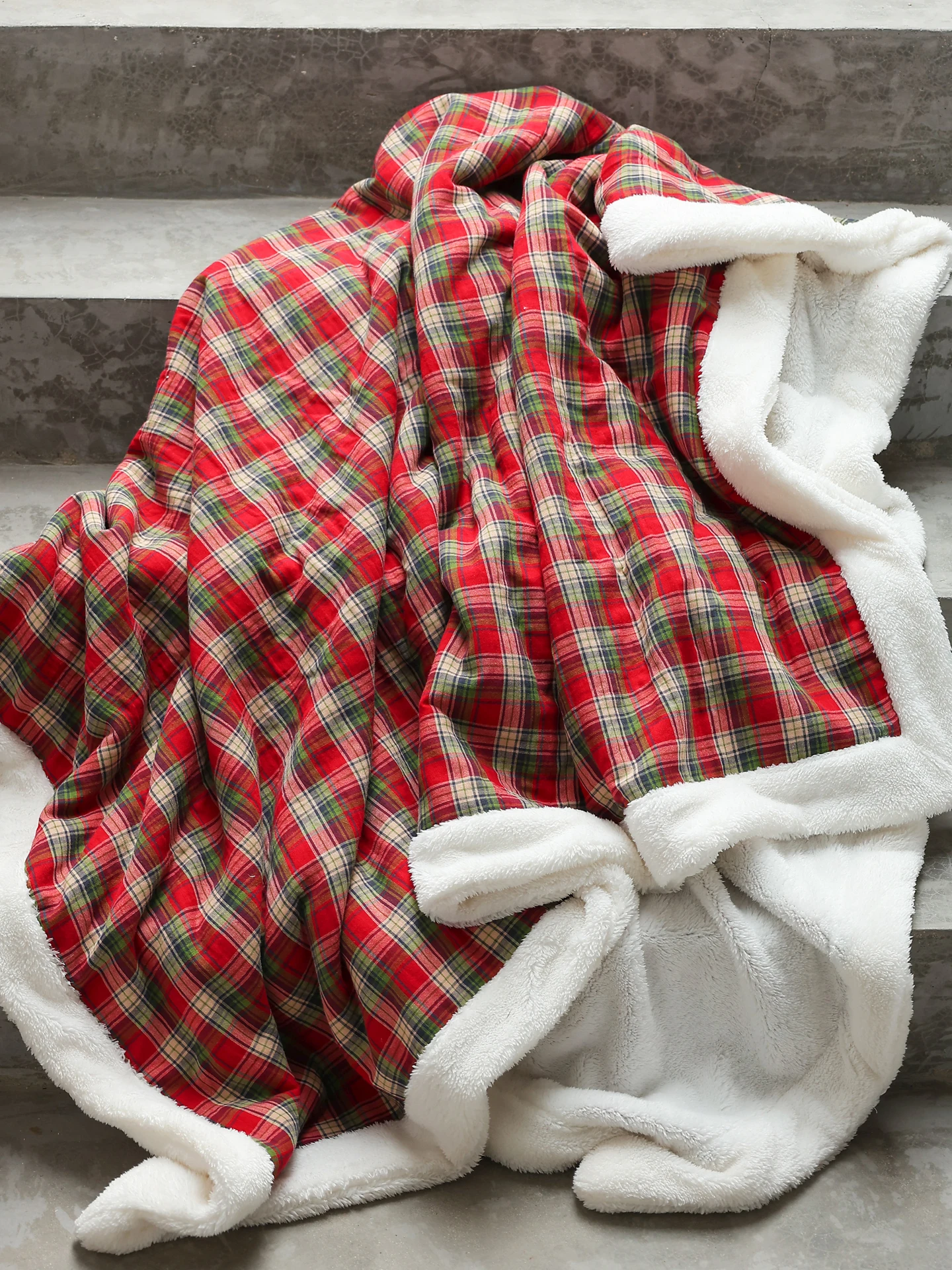 

Ретро-плед в клетку из флиса «Тедди», мягкий, для дома и офиса, для сна, толстый, теплый, из хлопковой ткани, с сетчатым узором, унисекс, зимний плед