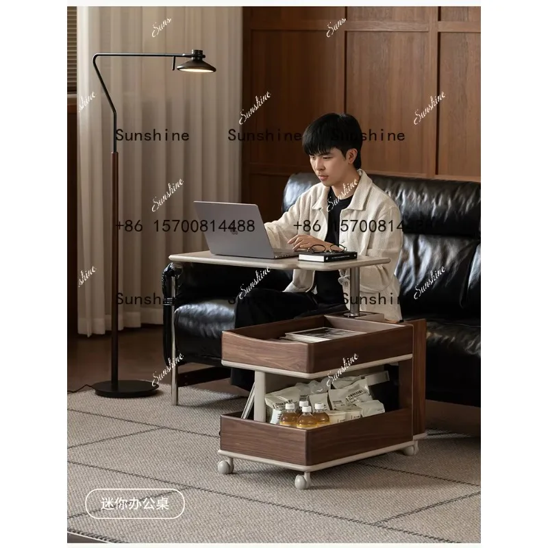 

Multifunctional solid wood lifting coffee table, living room home 2025 new cart side table