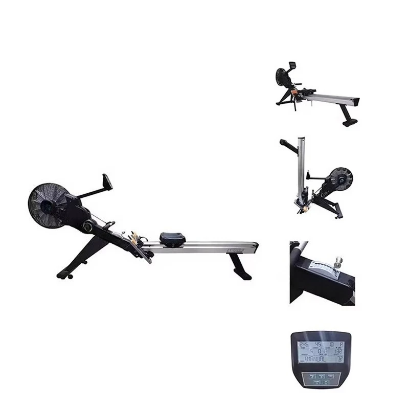 Customizable Air Resistance Indoor Rower Machine Air Rowing Machine With Comfortable Seat and Handlebars for Cardio Workouts
