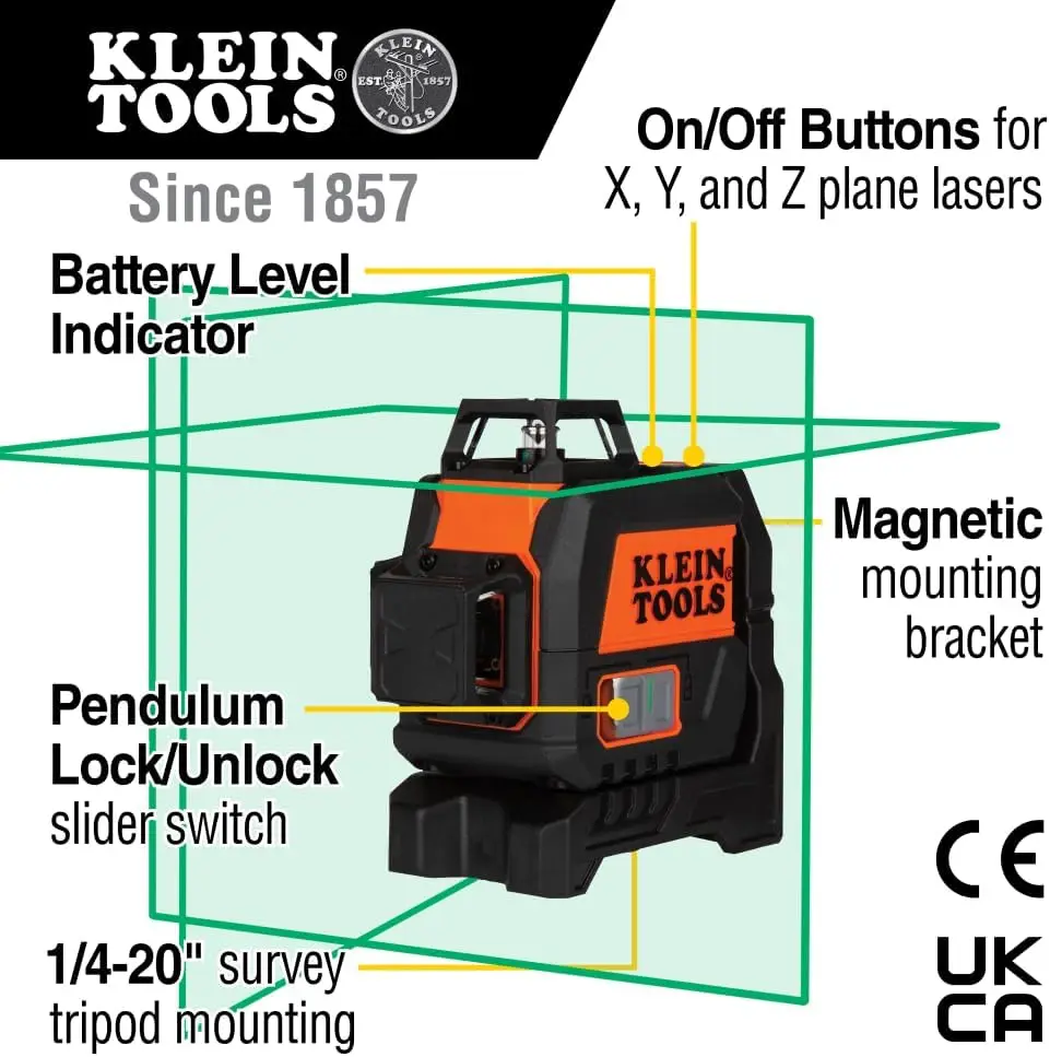 Compact Self-Leveling Laser Level, Bright Green 360-Degree Laser Planes, Rechargeable, Magnetic Mount