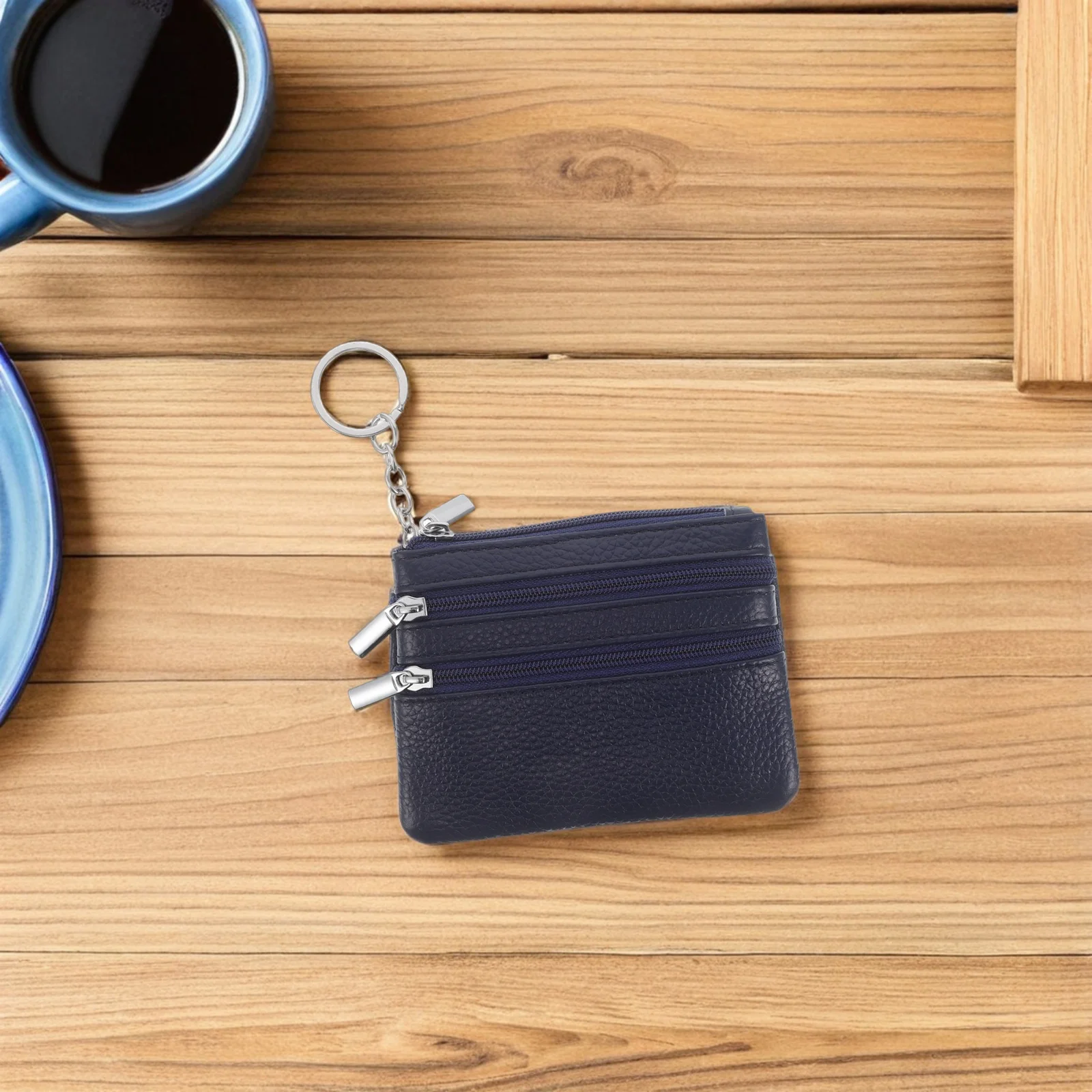 

Blue Mini Change Purse Women Small Zip Wallet Keychain Pouch Card Holder Pocket Organizer Clutch Small Zip Wallet