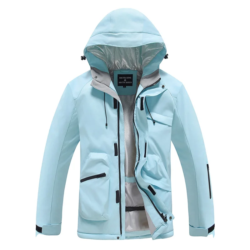 2025 New Winter Warm Solid Hooded Skiing Jackets Windproof Waterproof Zipper Casual Women Ski Coats Polyester Outdoor Outerwear