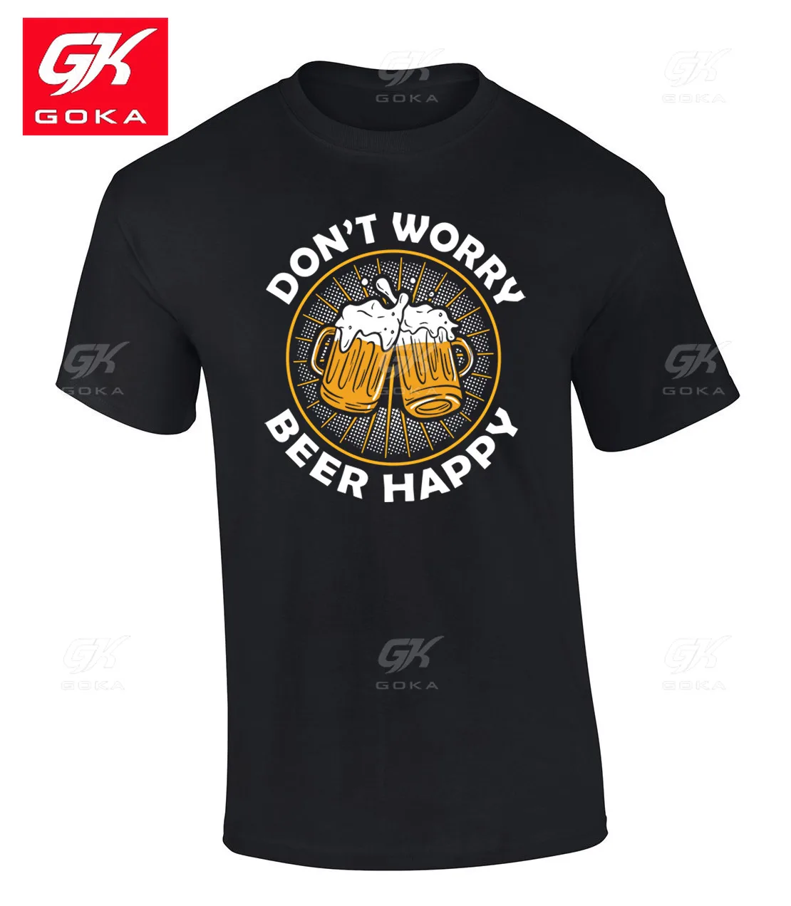 Clinking Cups Don't Worry Beer Happy Tshirtse Mens NEW Graphic Clothing Cotton Tees Vintage Tops Printed Tee Classic T Shirt