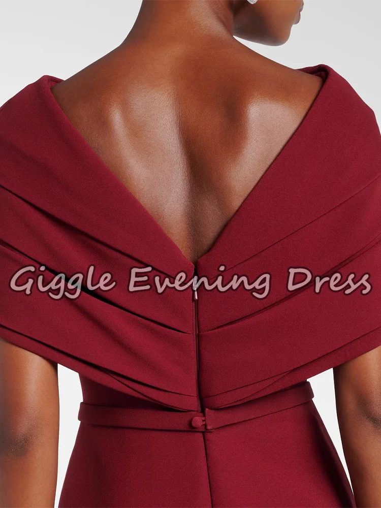فساتين الحفلات المسائية من Giggle باللون الأحمر على شكل حرف O للنساء بأكمام قصيرة أنيقة على شكل حورية البحر لحفلات الزفاف بطول الأرض حسب الطلب
